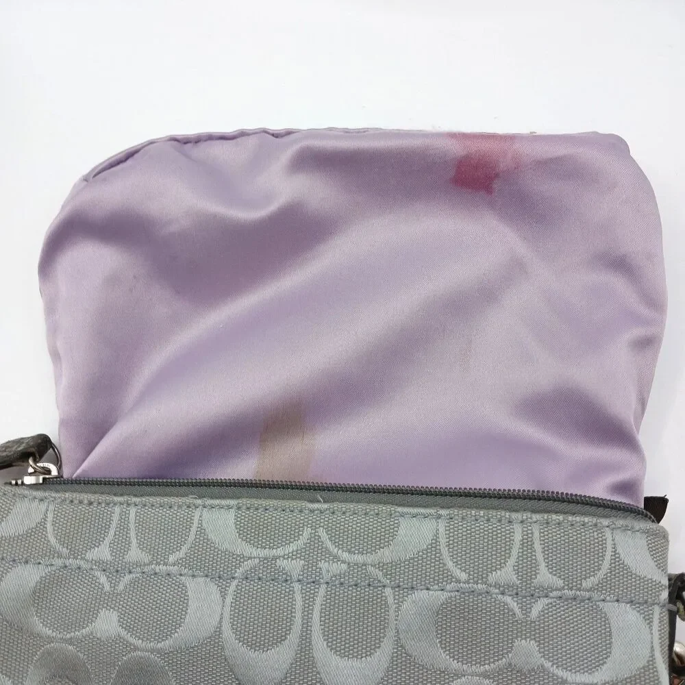 Coach Penelope Signature Turn-Lock Crossbody Bag in Silver With Lavender Lining